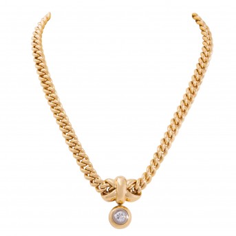 Armored necklace, with pendant set with brilliant-cut diamond 1.02 ct (eng.), 