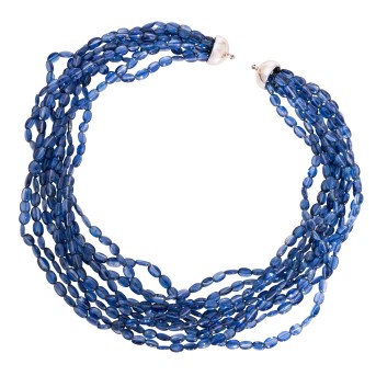 Collier, 9-reihige Saphirkette,