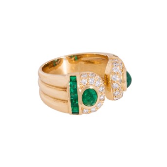 Ring mit 2 Smaragdcabochons,