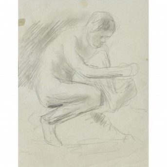 LIEBERMANN, MAX (1847-1935), preparatory drawing for 'Badende',