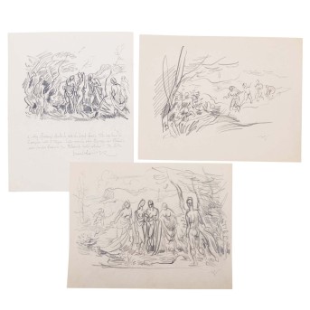 ZIEGLER, RICHARD (1891-1992), 3 pencil sketches for &quot;Nausikaa&quot; and others,