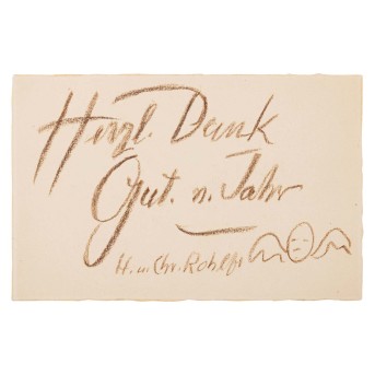 ROHLFS, CHRISTIAN (1849-1938), card &quot;Herzl. Thanks, good by year, H. and Chr. Rohlfs&quot;,