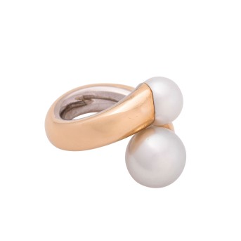 SCHOEFFEL ring with 2 South Sea pearls, 
