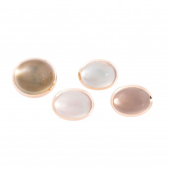 Set of 4 charms with oval quartz cabochons, 