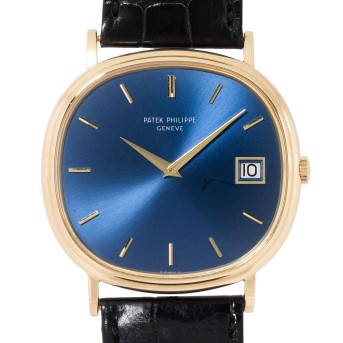 PATEK PHILIPPE Ellipse d'Or Jumbo Ref 3839 Herrenuhr von 1979 mit Archivauszug und Samt Etui. 