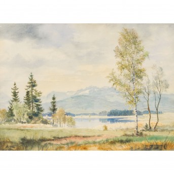 MÄRTENS, MAX (1887-1970), 'Oberbayrische Moorlandschaft mit Blick auf die Kampenwand',