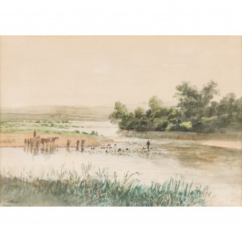 PETERS, PIETER FRANCIS (1818 - 1903), 'Neckar near Köngen', 1899,