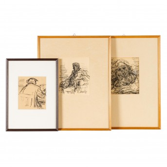 KÜNSTLER/IN 20. Jh., 3 Figuren-/Portraitstudien, 1950 u.a.,
