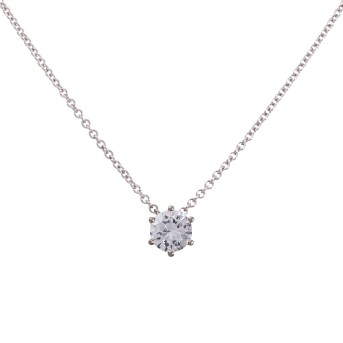 Solitär Anhänger an Kette, bes. mit 1 Brillant 1,11 ct. FEINES WEISS G/VVSI1