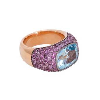 Ring mit Topas ca. 4,75 ct und pinken Saphiren