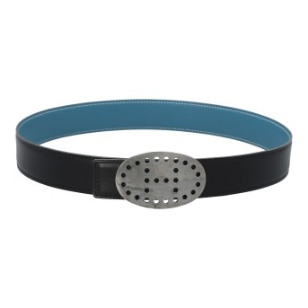 HERMÈS VINTAGE belt buckle & reversible leather strap 32 mm, l.: 75 cm.