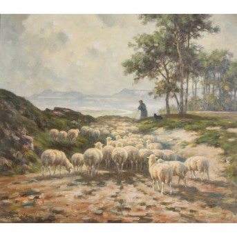 DEMETZ, KARL (1909-1986), 'Shepherd with his flock in the Trosselbach valley', 