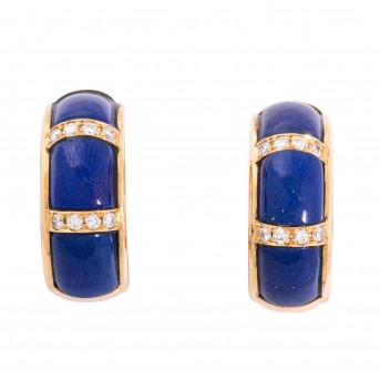 JACOBI pair of clip earrings with lapis lazuli and 