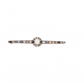 Brosche mit Saphiren und Diamanten