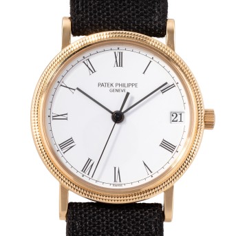 PATEK PHILIPPE PATEK PHILIPPE Vintage Calatrava 'Clous de Paris' Herrenuhr, Ref. 3802/200. Aus 1990.