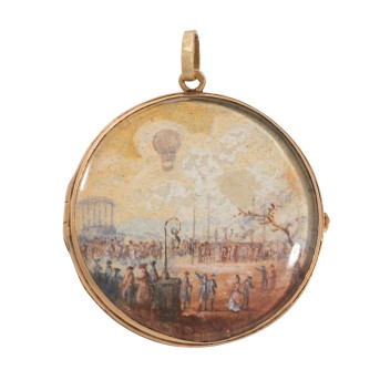 Historismus Anhänger mit 2 Miniaturmalereien