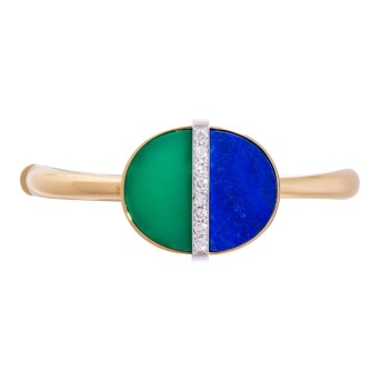 Armreif mit Lapislazuli und Crysopras,