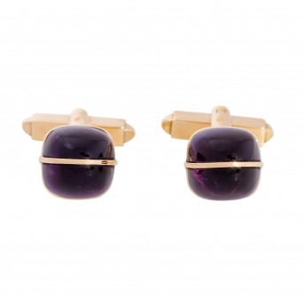 Cufflinks with 2 amethyst cabochons,