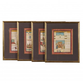 4 Malereien. INDIEN, 1. Hälfte 20. Jh.