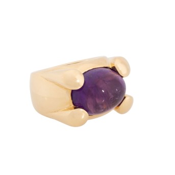 Ring mit Amethyst, ovaler Cabochon,
