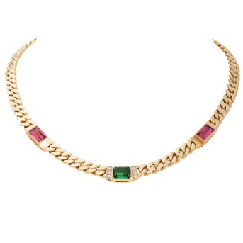 Panzerkette mit 3 Turmalinen,