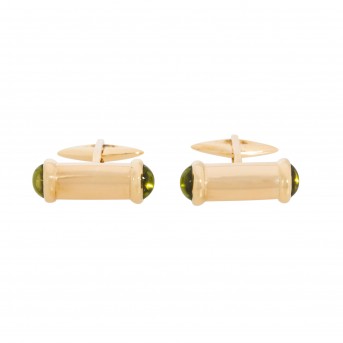 Pair of cufflinks with 4 peridot cabochons,