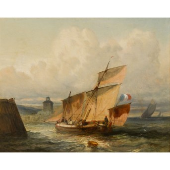 MONOGRAMMIST (19th century painter), 'French sailing ship off the coast', 1845,