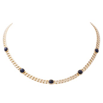 Panzerkette mit 5 Saphircabochons,