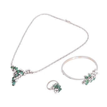 Schmuckset 3-teilig mit Turmalinen und Brillanten von zus. ca. 3,6 ct,