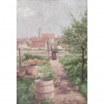 MALER DES 19./20. JH., „Ernte im Bauerngarten“,