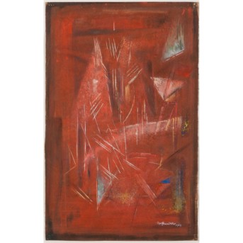 HOFFMEISTER ? (Künstler/in 20. Jh.), 'Abstrakte Komposition in Rottönen', 1962,