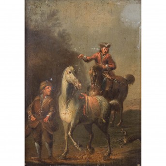 PAINTER 18th century, 'Two riders in a landscape',