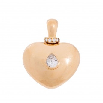 Herzanhänger/Clip, Diamant im Tropfenschliff,