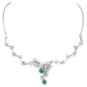 Collier mit 2 mintgrünen Turmalinen und Diamanten zus. ca. 4 ct,