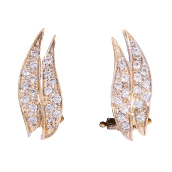 Paar Ohrclips mit farblosen Steinen,