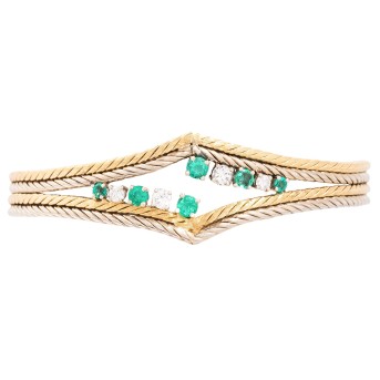 Bracelet in braided look, 4 diamonds,