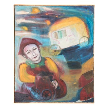 ZIMMERMANN, MICHAEL (born 1946), &quot;Leierkastenmann vor'm Zirkus&quot;, 1983,