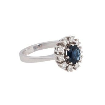 Ring with sapphire and diamonds, 