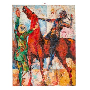 MARINI, Marino, AFTER/ in the manner of (M. M.: 1901-1980), &quot;Two harlequins with a red horse&quot;,