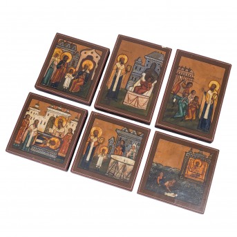 Konvolut 6 IKONEN, Russland, 19. Jahrhundert,