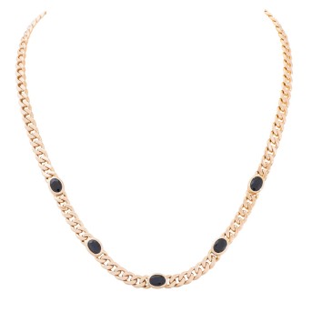 Panzerkette mit 5 ovalen Saphiren,