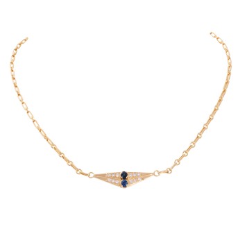 Necklace with 2 sapphires and 12 brilliant-cut diamonds,