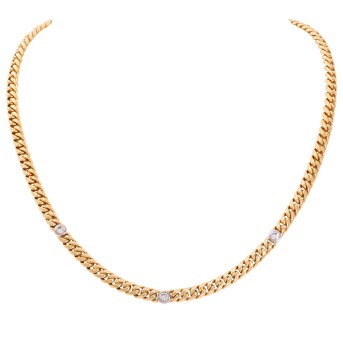 Collier/Panzerkette mit 3 Brillanten,