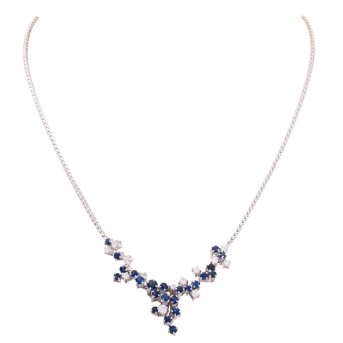 Collier, im Mittelteil mit Saphiren und Brillanten,