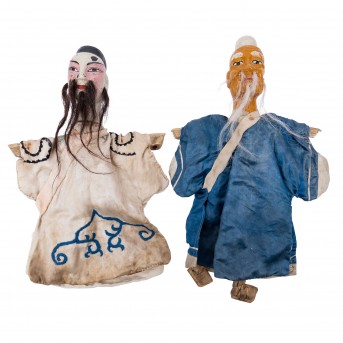 2 Handpuppen. CHINA, um 1920: