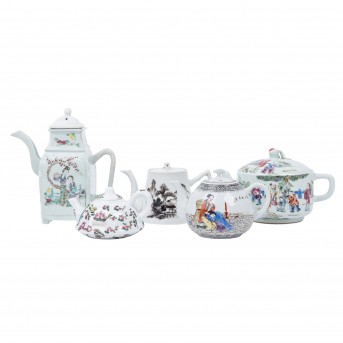 Konvolut Teekannen 5-tlg. CHINA, 20. Jh.,