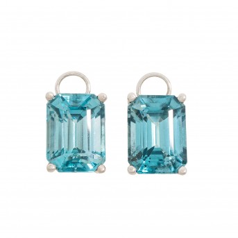 Pair of pendants for stud earrings, especially with 2 blue natural zircons 