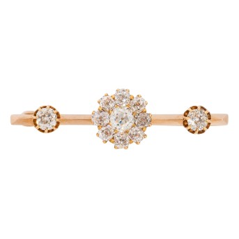 Brosche mit 11 Diamanten im Altschliff