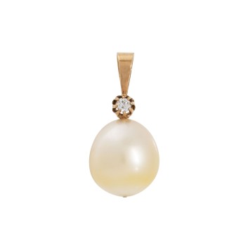 Anhänger mit Südseeperle, tropfenförmig,