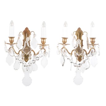 Paar Wandappliken, Bronze vergoldet, um 1900.